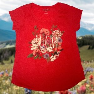 Lucky Brand Red Floral Graphic Tee